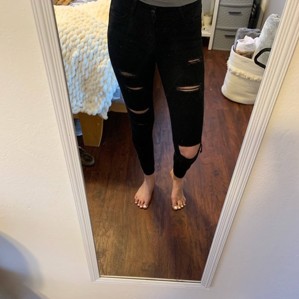 black ripped jeans